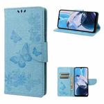 For Motorola Moto E22 / E22i Butterfly Embossed Horizontal Flip Leather Phone Case(Blue)