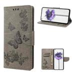 For Nothing Phone 1 Butterfly Embossed Horizontal Flip Leather Phone Case(Grey)