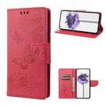 For Nothing Phone 1 Butterfly Embossed Horizontal Flip Leather Phone Case(Red)