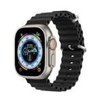 DUX DUCIS Sea Wave Silicone Watch Band For Apple Watch Series 8&7 45mm / SE 2&6&SE&5&4 44mm / 3&2&1 42mm(Black)