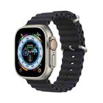 DUX DUCIS Sea Wave Silicone Watch Band For Apple Watch Series 8&7 45mm / SE 2&6&SE&5&4 44mm / 3&2&1 42mm(Midnight)