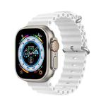 DUX DUCIS Sea Wave Silicone Watch Band For Apple Watch Series 8&7 45mm / SE 2&6&SE&5&4 44mm / 3&2&1 42mm(White)