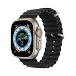 DUX DUCIS Sea Wave Silicone Watch Band For Apple Watch Series 8&7 41mm / SE 2&6&SE&5&4 40mm / 3&2&1 38mm(Black)