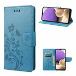 For Samsung Galaxy A23e / A23s Butterfly Flower Pattern Flip Leather Phone Case(Blue)