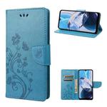 For Motorola Moto E22 / E22i Butterfly Flower Pattern Flip Leather Phone Case(Blue)