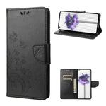 For Nothing Phone 1 Butterfly Flower Pattern Flip Leather Phone Case(Black)