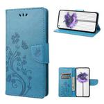 For Nothing Phone 1 Butterfly Flower Pattern Flip Leather Phone Case(Blue)