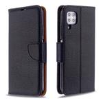 For Huawei P40 Lite Litchi Texture  Pure Color Horizontal Flip PU Leather Case with Holder & Card Slots & Wallet & Lanyard(Black)