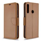 For Huawei P40 Lite E / Y7P Litchi Texture  Pure Color Horizontal Flip PU Leather Case with Holder & Card Slots & Wallet & Lanyard(Brown)