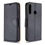 For Huawei P40 Lite E / Y7P Litchi Texture  Pure Color Horizontal Flip PU Leather Case with Holder & Card Slots & Wallet & Lanyard(Black)
