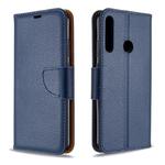 For Huawei P40 Lite E / Y7P Litchi Texture  Pure Color Horizontal Flip PU Leather Case with Holder & Card Slots & Wallet & Lanyard(Dark Blue)