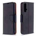 For Huawei Honor 20S Litchi Texture  Pure Color Horizontal Flip PU Leather Case with Holder & Card Slots & Wallet & Lanyard(Black)