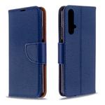 For Huawei Honor 20S Litchi Texture  Pure Color Horizontal Flip PU Leather Case with Holder & Card Slots & Wallet & Lanyard(Dark Blue)