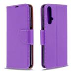 For Huawei Honor 20S Litchi Texture  Pure Color Horizontal Flip PU Leather Case with Holder & Card Slots & Wallet & Lanyard(Purple)