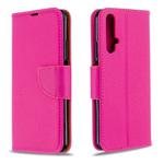 For Huawei Honor 20S Litchi Texture  Pure Color Horizontal Flip PU Leather Case with Holder & Card Slots & Wallet & Lanyard(Rose Red)