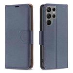 For Samsung Galaxy S23 Ultra 5G Litchi Texture Pure Color Leather Phone Case(Blue)