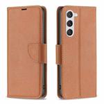 For Samsung Galaxy S23 5G Litchi Texture Pure Color Leather Phone Case(Brown)