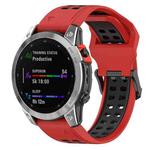 For Garmin Descent G1 / Coros Vertix 22mm Quick Release Double Row Silicone Watch Band(Red Black)