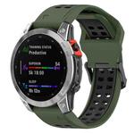For Garmin Descent G1 / Coros Vertix 22mm Quick Release Double Row Silicone Watch Band(Army Green Black)