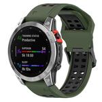 For Garmin Enduro / Coros Vertix 2 26mm Quick Release Double Row Silicone Watch Band(Army Green Black)