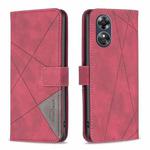 For OPPO A17 Magnetic Buckle Rhombus Texture Leather Phone Case(Red)