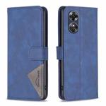 For OPPO A17 Magnetic Buckle Rhombus Texture Leather Phone Case(Blue)
