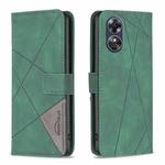 For OPPO A17 Magnetic Buckle Rhombus Texture Leather Phone Case(Green)