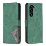 For Samsung Galaxy S23+ 5G Magnetic Buckle Rhombus Texture Leather Phone Case(Green)