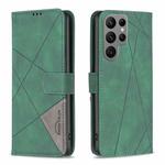 For Samsung Galaxy S23 Ultra 5G Magnetic Buckle Rhombus Texture Leather Phone Case(Green)