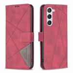 For Samsung Galaxy S23 5G Magnetic Buckle Rhombus Texture Leather Phone Case(Red)