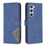 For Samsung Galaxy S23 5G Magnetic Buckle Rhombus Texture Leather Phone Case(Blue)