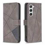 For Samsung Galaxy S23 5G Magnetic Buckle Rhombus Texture Leather Phone Case(Grey)