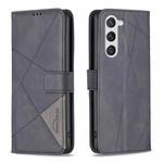For Samsung Galaxy S23 5G Magnetic Buckle Rhombus Texture Leather Phone Case(Black)