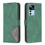 For Xiaomi 12T / 12T Pro / Redmi K50 Ultra Magnetic Buckle Rhombus Texture Leather Phone Case(Green)