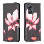 For OPPO A17 Colored Drawing Pattern Leather Phone Case(Lotus)