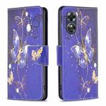 For OPPO A17 Colored Drawing Pattern Leather Phone Case(Purple Butterfly)