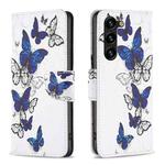 For Samsung Galaxy S23+ 5G Colored Drawing Pattern Leather Phone Case(Butterflies)