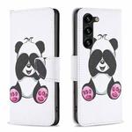 For Samsung Galaxy S23+ 5G Colored Drawing Pattern Leather Phone Case(Panda)