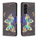 For Samsung Galaxy S23+ 5G Colored Drawing Pattern Leather Phone Case(Big Butterfly)