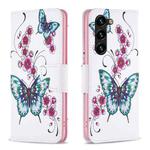 For Samsung Galaxy S23+ 5G Colored Drawing Pattern Leather Phone Case(Flowers Butterfly)