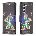 For Samsung Galaxy S23 5G Colored Drawing Pattern Leather Phone Case(Big Butterfly)