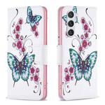 For Samsung Galaxy S23 5G Colored Drawing Pattern Leather Phone Case(Flowers Butterfly)