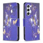 For Samsung Galaxy S23 5G Colored Drawing Pattern Leather Phone Case(Purple Butterfly)