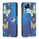 For Xiaomi 12T / 12T Pro / Redmi K50 Ultra Colored Drawing Pattern Leather Phone Case(Gold Butterfly)