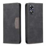 For OPPO A17 BF10 Color Block Magnetic Flip Leather Phone Case(Black)