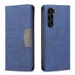 For Samsung Galaxy S23+ 5G BF10 Color Block Magnetic Flip Leather Phone Case(Blue)