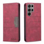 For Samsung Galaxy S23 Ultra 5G BF10 Color Block Magnetic Flip Leather Phone Case(Red)