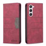 For Samsung Galaxy S23 5G BF10 Color Block Magnetic Flip Leather Phone Case(Red)