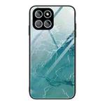 For Honor X8 Marble Pattern Glass Phone Case(Green Ocean)