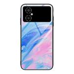 For Xiaomi Poco M4 Marble Pattern Glass Phone Case(Pink)